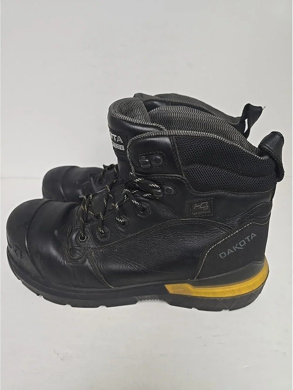 Dakota Men's 6300 6 inch Composite Toe Waterproof Work Boot Black Yellow 11M